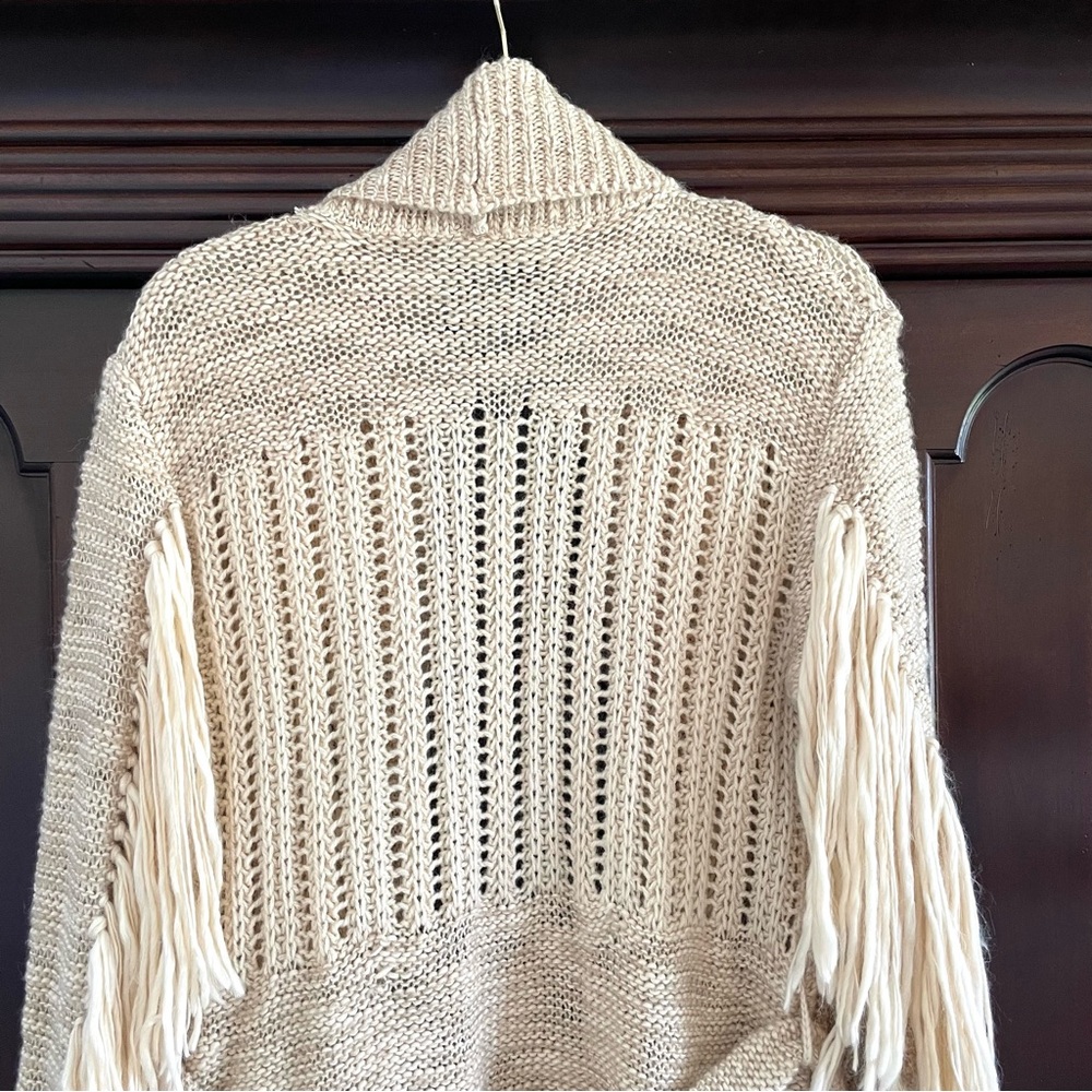 SPELL & The Gypsy Cozy Corner Cardigan Fringe Sleeve Open Front Boho Beachy S/M - Picture 10 of 16